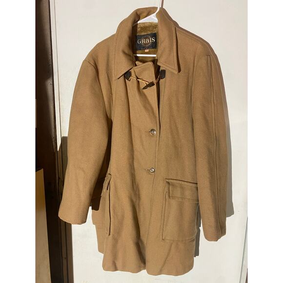 Vintage Grais Men's 44 Tan Wool/Fur Coat - Picture 1 of 7